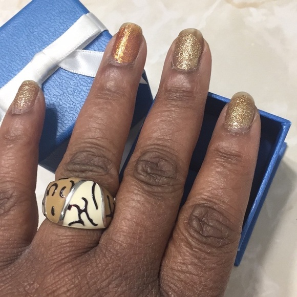 Vintage Enamel Tiger Print Statement Ring - Picture 2 of 9